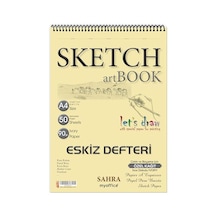 Sahra A4 Spiralli Eskiz Defteri 50 Yaprak, 90 Gr İnce Dokulu Ivory Kağıt Sketchbook, Çizim Ve Boyama Defteri
