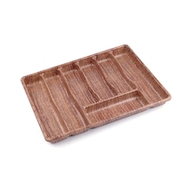 Orehome Büyük Boy Ahşap Desenli Çekmece İçi Kaşıklık - 7 Bölmeli Kaşık Çatal Bıçak Düzenleyici 50x37 Cm