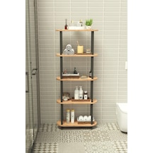 Soft 5 Katlı Banyo Düzenleyici Çok Raflı Banyo Organizeri Çok Amaçlı Banyo Düzenleyici - Meşe Meşe