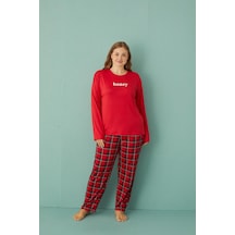 Gd Goldoremi 50802-2 Büyük Beden Kadın Honey Milan Kumaş Pijama Takım 001