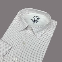 Slim Fit Pamuklu Uzun Kollu Cepsiz Gömlek Slim Fit Kalıp Krem