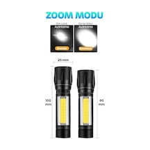 3 Mod Metal Şarjlı El Feneri Zoomlu Mini Boy Type-c Şarjlı Kamp Feneri, Gece Yürüyüş El Feneri, Cob Led Acil Durum Işığı, Kutulu 47701 Enerji Sınıfı A