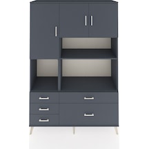 Hyperion Dolap 8 Raflı 5 Çekmeceli 3 Kapaklı 132x44x195 Antrasit-antrasit/antrasit Antrasıt/antrasıt