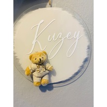 Bebek Kapı Süsü- Pileksi Ayıcıklı Kapı Süsü- Şeffaf Krem