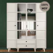 Zambak 4 Kapak Mdf Ayaklı Tasarım Gardırop Aytaşı