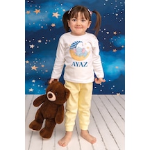 Pia Baby İsme Özel Erkek Çocuk Pijama Takımı %100 Pamuk Penye İsim Baskılı Kişiye Özel Çocuk Pijaması 20197s14pi Krem