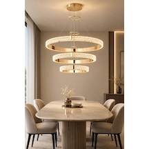 Modern Premium Gold Led Sarkıt Avize Salon Oturma Odası Yemek Odası Avizesi 113w 3 Renk Beyaz