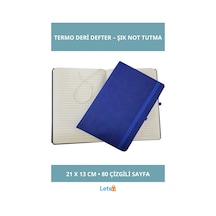 Mavi Renk Termo Deri Defter 21x13 Cm 80 Sayfa Kişisel Kullanım Çok Renkli