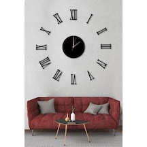 Siyah Ahşap Romen Rakamlı Göbek Duvar Saati - Oturma Odası Oturma Odası Ofis Girişi Için 80x80cm Mdf Masa