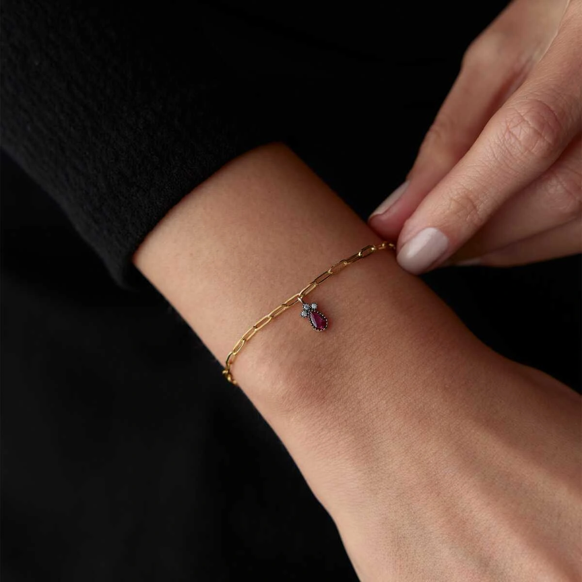 Damla Taşlı Charm Bileklik Çok Renkli