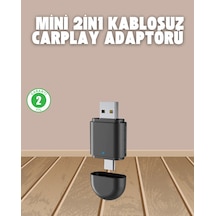 Kablosuz Carplay Adaptörü Usb-a &amp Type-c Uyumlu Hızlı Bağlantı Cihazı Siyah