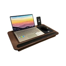 Telefon Ve Tablet Bölmeli Minderli Laptop Sehpası Notebook Bilgisayar Çalışma Masası, Antik Meşe