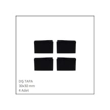 Plastik Dış Tapa, Profil Tapası, Kare, Siyah, 30x30 Mm 4 Adet Siyah