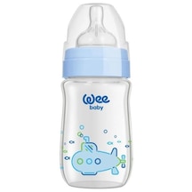 Wee Baby Klasik Plus Geniş Ağızlı Isıya Dayanıklı Cam Biberon 180 ml - Mavi