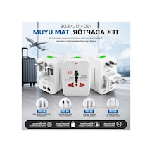 2 Adet Seyahat Adaptörü, 150 Ülkeye Uygun, Usb Girişli Çok Amaçlı Priz Dönüştürücü, Akım Korumalı.