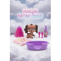 Petclub Sevimli Minişin Yatak Odası Oyun Seti - Sevimli Kahverengi Köpek Figürlü Ve Aksesuarlı Eğlenceli Kutu Oyuncak