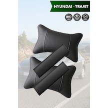 Hyundai Trajet Uyumlu Deri Kemer Koruyucu Deri Yastık Siyah Lüks Set