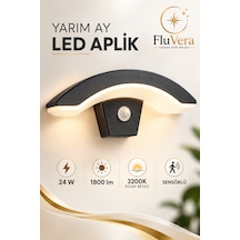 Yarım Ay Led Aplik 24w 1800 Lm 3200k Sıcak Beyaz Hareket Sensörlü Duvar Lambası Siyah