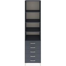 Hyperion Dolap 4 Raflı 5 Çekmeceli 60x44x243 Antrasit-antrasit Antrasit