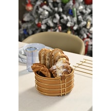 Altın Yuvarlak Ekmek Sepeti Şık,ekmeklik Hardal Hasır Örmeli Makrome-çok Amaçlı Metal Paslanmaz Altın