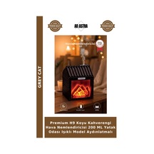 Premium H9 Koyu Kahverengi Hava Nemlendiricisi 200 Ml Yatak Odası Işıklı Model Aydınlatmalı