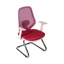 Ofisbazaar Dali Beyaz Fileli Misafir Koltuğu Ergonomik Toplantı Ve Bekleme Koltuğu Pembe Pembe