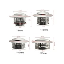 Pazly Paslanmaz Çelik Baca Kapağı Dış Duvar Hava Çıkışı Koruyucu Kapak Şömineler 75mm