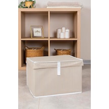 Kahverengi Çizgili Mini Çok Amaçlı Kutu Kumaş Kahverengi 50 X 70 Tr Diğer