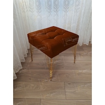 Modern Dilim Puf Ayakucu Puf Gold Metal Ayak 45 45 Kahve