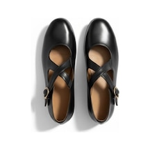 Ne&ve Shoes Siyah Hakiki Deri Çapraz Bantlı Kadın Günlük Babet
