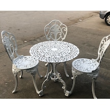 Aluminyumdokumcu Güllü- 3 Sandalye 75 Kıvırcık Kuğu Masa