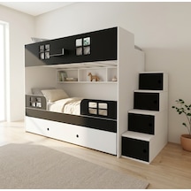 Yuvam Yavrulu Fonksiyonel Merdivenli Ranza Ab 90 x 190 CM