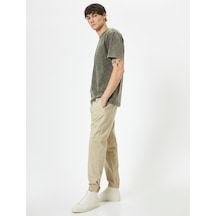 Koton Jogger Pantolon Slim Fit Beli Bağcıklı Cep Detaylı Bej 4sam40087hw Ekru