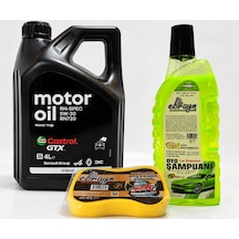 Castrol Motor Yağı Gtx 5w-30 Rn720 4 Litre + Oto Şampuan 1000 Ml + Yıkama Süngeri