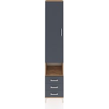 Hyperion Dolap 5 Raflı 3 Çekmeceli Tek Kapaklı 44x44x243 Çam-antrasit Atlas Çam