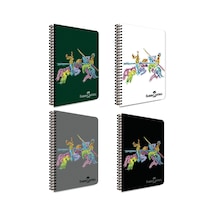Knights Plastik Kapak Spiralli Defter 70 Gr. A4 80 Yp. Kareli 4 Adet 4 Renk Karışık