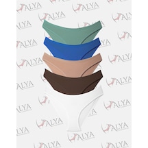 Alya Underwear Kadın Külot, Renkli Pamuklu Slip Külotlar Bikini Kesim 5'li Paket Çok Renkli Çok Renkli P03