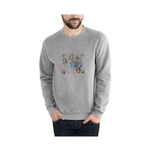 K Pop Mamoo Mama Homo Sapiens Baskılı Gri Erkek Sweatshirt