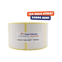 Eko Termal Etiket 50mm X 40mm 12000 Adet 40mm Kuka Çapında Direk Termal Transfer Etiketi 12 Rulo Diğer