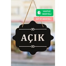 Ahşap Dekoratif Kesim Açık-kapalı Yazısı - Siyah