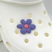 Crocs Terlik Süsü Ve Aksesuarı , Çanta Süsü Jibbitz 3d Çiçek 03 Logo Aksesuar Lila-pembe