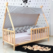 Markaawm Bodrum Montessori Yatak Ahşap Doğal Çam Karyola Akçaağaç