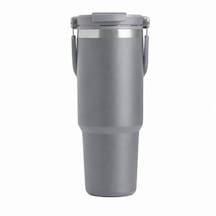 Forzacase 900 Ml Paslanmaz Çelik Pipetli Ve Kilit Kapaklı Kulplu Termos 6 Saat Sıcak/soğuk - Fc1180 Gri
