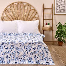 Soft Palmatum Çift Kişilik Pike - Beyaz / Mavi - 200x220 Cm Renkli