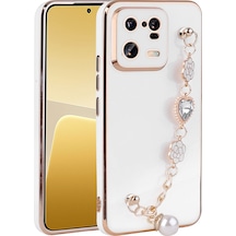 Ardemix Mi 13 Pro Kılıf El Tutamaçlı Kamera Korumalı Taka Silikon Kapak - Beyaz Beyaz