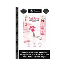 Özel Üretim Şirin Aksesuar Hediye Usb Flash Bellek 32gb Kedi Patisi Usb01 Beyaz