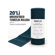 Mikrofiber Temizlik Bezi Rulo 20'li - Petrol Mavisi Yüksek Emicilik, Tekrar Kullanılabilir, İz Bırakmaz Açık Bej