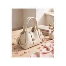 Names Bag Kilitli Tek Saplı Kadın Mini El Ve Omuz Çantası Bej Bej