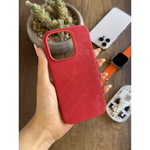 Apple iPhone 15 Pro Uyumlu Kadife Yüzeyli Magsafe Uyumlu Premium Kılıf Soocase691 Kırmızı
