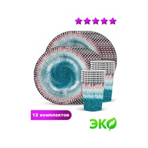 Nd Plej Tek Kullanımlık Çatal Bıçak Takımı Tabaklar Ve Bardaklar, Seramik Mavi. 445209062 100 adet